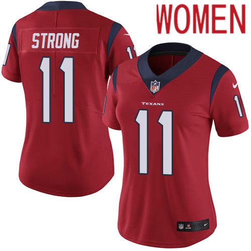 Women Houston Texans 11 Jaelen Strong Red Nike Vapor Limited NFL Jersey